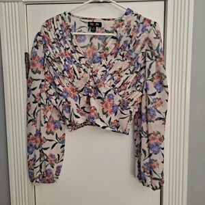 Iky & ME Floral Blouse - Pink, Blue, and White
